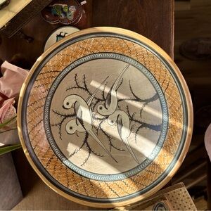 Signed Vintage Mexican Tonala Style Decorative Bowl with Doves